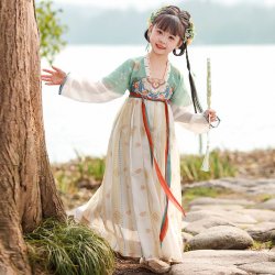 考味佳 汉服女童2026新款儿童古风演出服男童古装中秋国风公主超仙襦裙秋