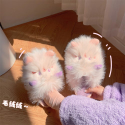 细细条 少女心居家保暖月子鞋小怪兽毛毛拖冬季可爱小精灵棉拖鞋