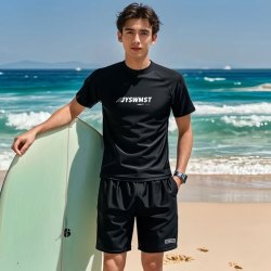 男士泳衣泳裤套装新款带口袋五分裤全身套装温泉男款游泳衣青少年