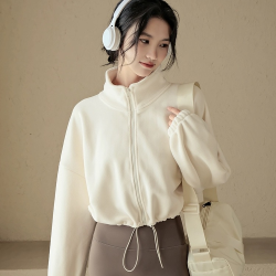 QC立领运动外套双面奥粒绒加绒显瘦宽松健身瑜伽服上衣时尚