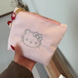 兼至 2026新款磨砂麂皮绒kitty大容量内胆化妆包杂物零钱包简约化妆包