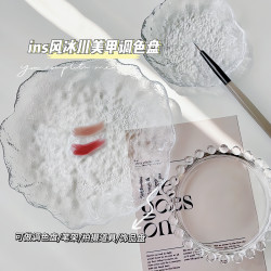 VF 美甲透明玻璃水晶调色盘日式珍珠花边冰川纹笔架拍摄道具展示工具