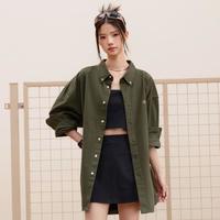 Champion 秋季刺绣小Clogo翻领纽扣长袖男式衬衫外穿