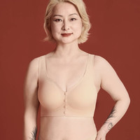 染岸 前扣式中年妈妈内衣妇女专用薄款前开扣排扣大码无钢圈文胸罩