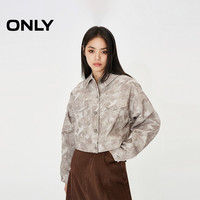 ONLY 秋季新款时尚设计感满印翻领宽松短款外套女