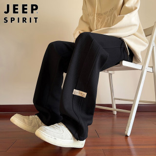 JEEP SPIRIT 吉普裤子男士休闲裤男秋季宽松直筒运动卫长裤 黑色 XL