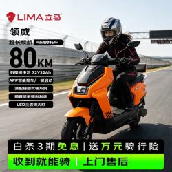 立马电动车 立马电动摩托车 领威72V22Ah大电池80KM超长续航1000W强劲电机TCS牵引控制系统智能电摩电动车 热带橙