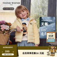 TEENIE WEENIE 轻量拒水 拼接羽绒服 浅黄 110cm