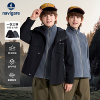 navigare 三合一摇粒绒防水防寒 黑色 120cm 儿童冲锋衣