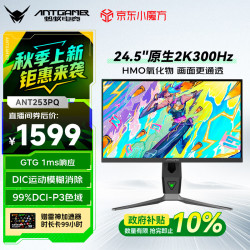 蚂蚁电竞 ANT253PQ 24.5英寸 IPS G-sync FreeSync 显示器（2560×1440、300Hz、99% DCI-P3、HDR400）