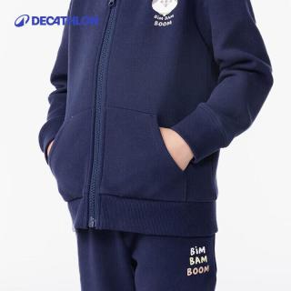 迪卡侬 儿童运动休闲外套秋保暖加绒连帽卫衣深藏青色103cm4833258