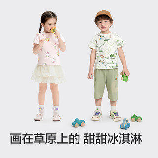 巴拉巴拉 100%纯棉 红色调00366 合体型 130 儿童短袖T恤