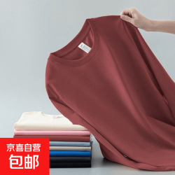 BDTQ2026新款修身长袖t恤男宽松圆领打底衫学生百搭休闲上衣 砖红 L
