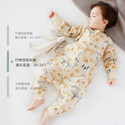 Griny 婴儿睡袋春秋薄款宝宝竹棉纱布四季通用冬防踢被