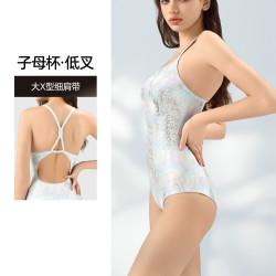 SWANS 白蟒泳衣女士显瘦2026新款蛇纹专用竞速训练温泉连体游泳衣