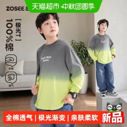 ZOSEE 童装男童长袖T恤纯棉儿童打底衫2026新款男孩大童渐变上衣薄