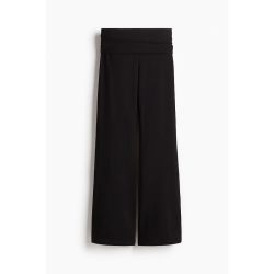 H&M HM女装裤子时尚秋季通勤休闲折叠腰潮流松紧针织微喇裤1299682