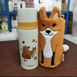 THERMOS 膳魔师 儿童不锈钢直饮保温杯 FFM秋意狐狸 370ml 带毛绒杯套