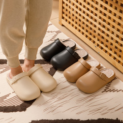 如沐丽两穿居家防水勃肯拖鞋女士新款防滑冬天保暖棉拖鞋男穆勒鞋