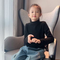 西西家2025秋冬款女童简约百搭保暖半高领打底衫上衣JX5724