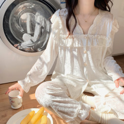 2026新款金丝绒睡衣女春秋款刺绣新中式薄款长袖家居服套装