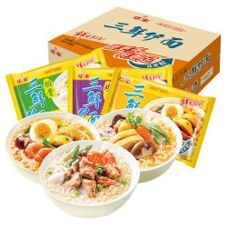 华丰三鲜伊面86g整箱袋装方便面80后怀旧速食食品干吃老式泡面