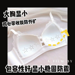 内衣女夏季薄款大胸显小聚拢收副乳防下垂胸罩无钢圈舒适文胸套装