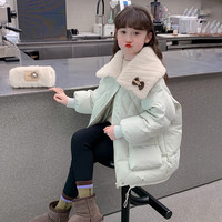 女童棉服冬装2025新款洋气儿童冬季加绒加厚棉衣女孩棉袄毛领外套