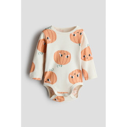 H&M HM童装女婴连身衣2026秋季新款印花棉质汗布长袖哈衣1316345