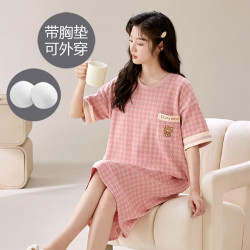 2026年新款自带夏季一体式睡裙女夏薄款短袖卡通韩范春夏天家居服