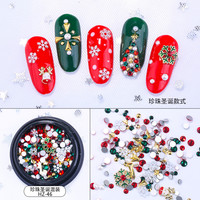 春柚美甲饰品圣诞节混装美甲钻圣诞美甲饰品圣诞材料包指甲钻雪花