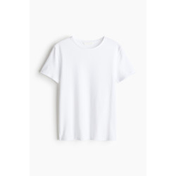 H&M HM女装T恤夏季弹力棉质汗布修身内搭打底休闲短袖上衣1260200
