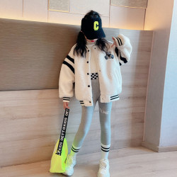 女童外套秋冬装2025新款洋气女孩高级感夹棉加厚爆款棒球服上衣潮