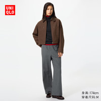 优衣库 法兰绒舒适长裤女装/休闲裤裤子486316 08 深灰色 S