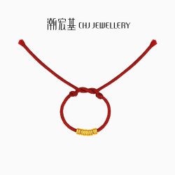 潮宏基 臻金国色算盘珠黄金串珠足金转运珠古法经典隔珠盘缠金手绳
