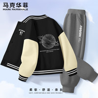 马克华菲 女童套装 M01X_M星球_背黑色+M斜竖条马克K深花灰 150