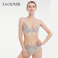 LA CLOVER 挚爱RED系列4/4薄杯刺绣花边内衣女文胸套装LC2023118 灰色-薄款 75B 165