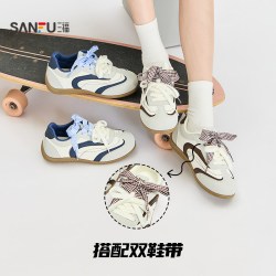 三福 女板鞋学院风缝线元素赛车底休闲德训鞋女鞋860568