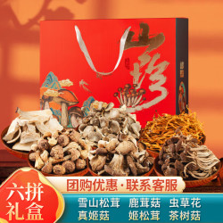 农相忘 山珍美味菌菇礼盒600g 雪山松茸虫草花鹿茸菇云南菌菇 中秋 六拼特产礼盒600g