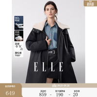 ELLE 白鸭绒填充 黑色 L 女士羽绒服