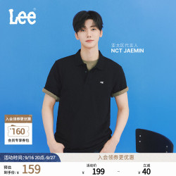 Lee 翻领小Logo徽标 男士短袖polo衫 2XL 黑色