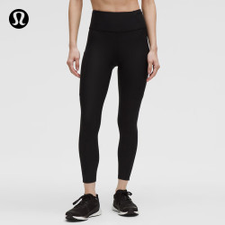 lululemon 丨Fast and Free 女士运动高腰紧身裤 24" *拉绒 LW5FAFA 黑色 S