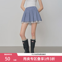 范思蓝恩 miu系格纹衬衫半身裙套装女2025秋新款长袖外套蕾丝3234 深蓝格子（下装） XS