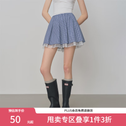 范思蓝恩 miu系格纹衬衫半身裙套装女2025秋新款长袖外套蕾丝3234 深蓝格子（下装） XS