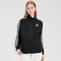 adidas 儿童轻运动简约舒适立领运动夹克外套 TR30JTK 黑/白 140