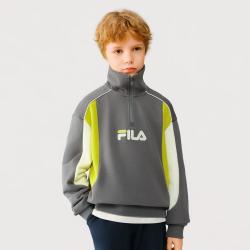 FILA 男女童通码套头卫衣秋季款儿童高级立领宽松休闲舒适百搭针织上衣