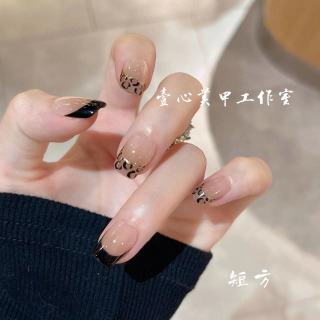 纯手工定制穿戴甲 法式豹纹 壹心推荐美甲贴片可拆卸假指甲贴10片