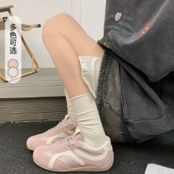西遇 平底德训鞋女新款春季巨好看轻便阿甘鞋运动舒适休闲板鞋 米色