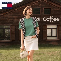 TOMMY HILFIGER Tommy26春夏男女纯色短袖/刺绣正肩T恤