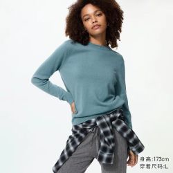 优衣库 羊绒圆领针织衫/长袖优衣库女装毛衣毛衫479160